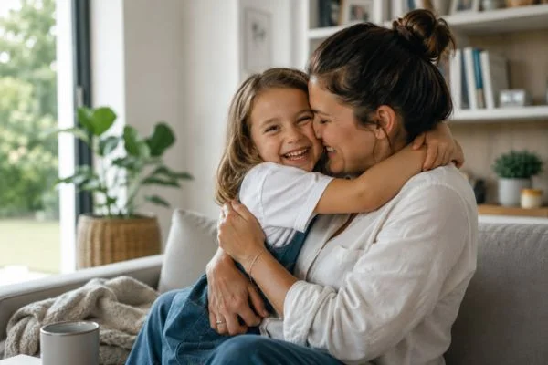 happy child with parent after parenting plans Crawley